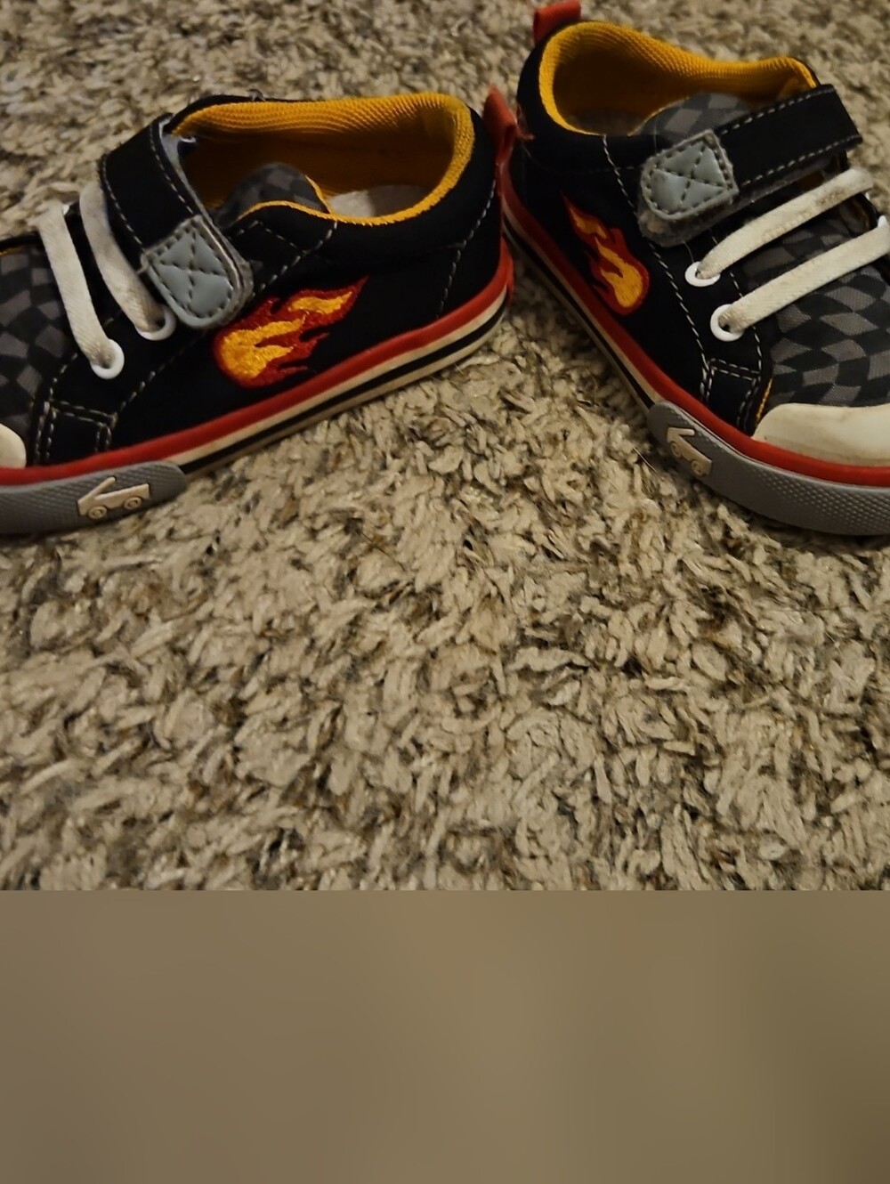 See Kai Run Black & Yellow Flame Sneakers, Racing- Toddler 6c